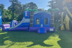 Purple Tropical Bounce House W/Slide