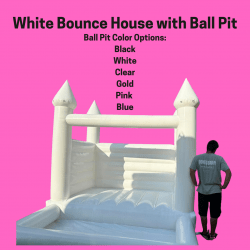 Small White Castle Bounce House with Ball Pit